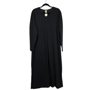Vintage Norm Thompson Black V-Neck 3/4 Sleeve Maxi Dress XL Made in USA